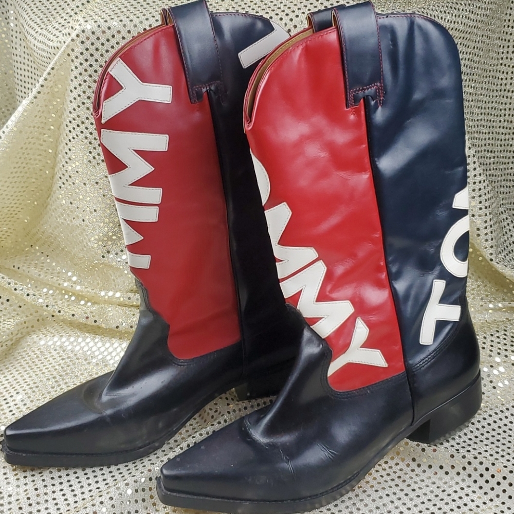 HPx2🎉Tommy Hilfiger logo womens leather boot